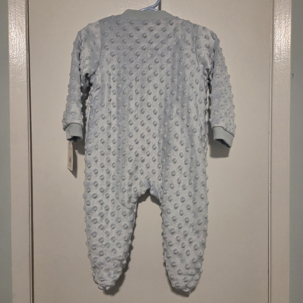 Kyle & Deena • 6-9M • Blue Bear Minky Dot Jumpsuit - Picture 2 of 4